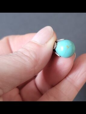 Art Deco Turquoise Sterling Silver Teardrop Pendant Necklace